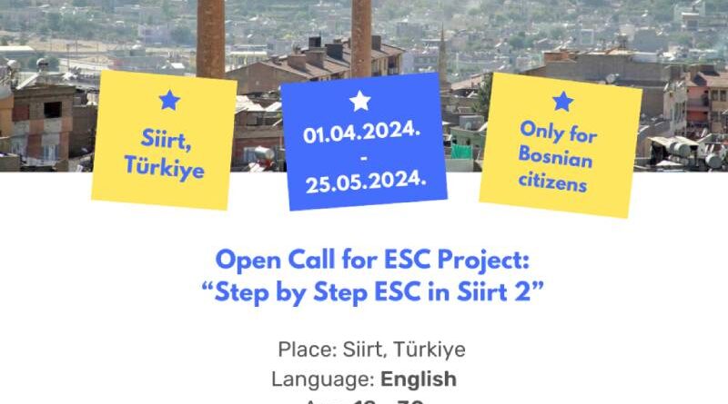 Open Call for European Solidarity Corps project in Siirt, Türkiye