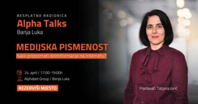 Alpha Talks (Banja Luka) - Medijska pismenost: Kako prepoznati dezinformacije na internetu?