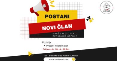 Mreža M.O.C.A.R.T. Republike Srpske traži novog člana svog tima