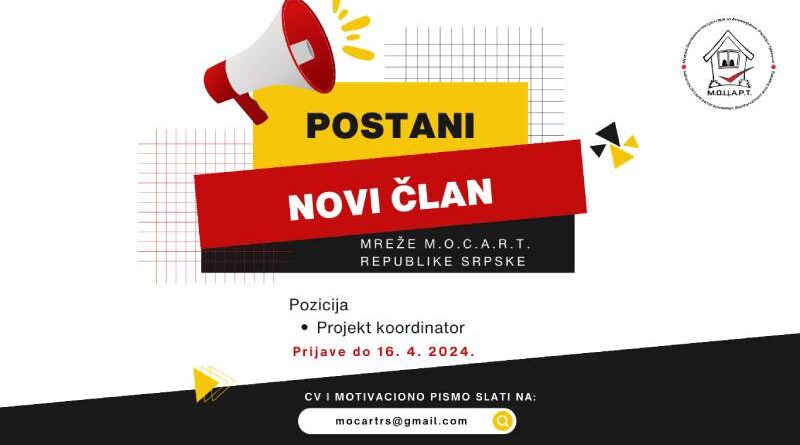 Mreža M.O.C.A.R.T. Republike Srpske traži novog člana svog tima
