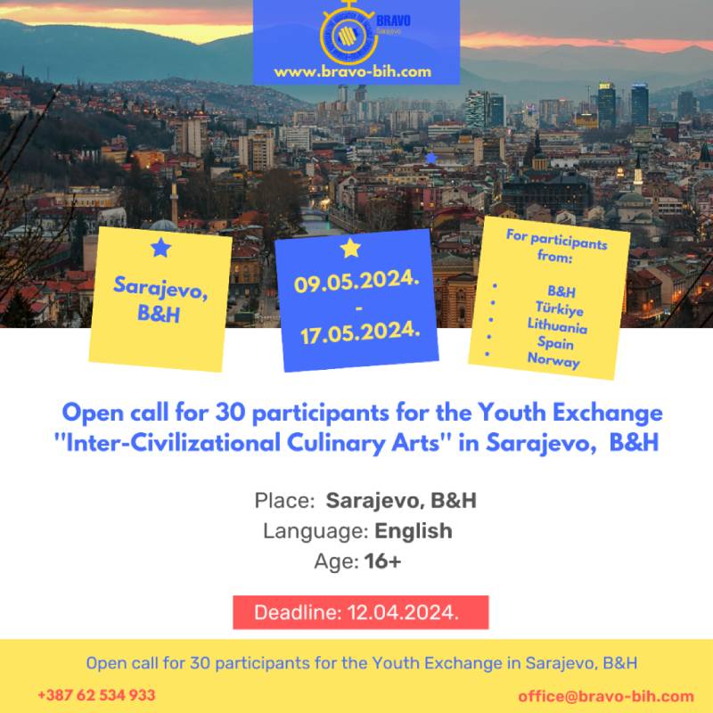 Open Call for 30 participants for Youth Exchange in Sarajevo, Bosnia and Herzegovina