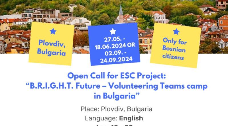Open Call for European Solidarity Corps project in Mrachenik, Bulgaria