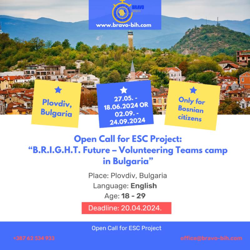 Open Call for European Solidarity Corps project in Mrachenik, Bulgaria