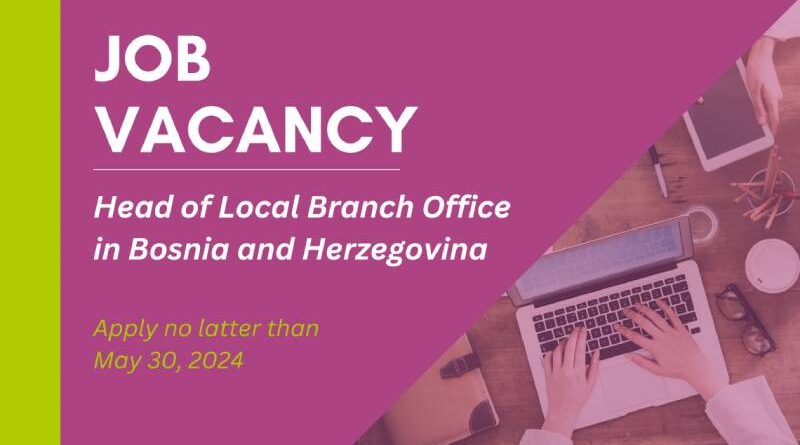 RYCO is hiring: Head of Local Branch Office in BIH