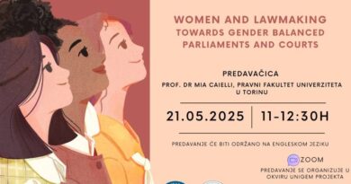 Online predavanje "Women and Lawmaking. Towards Gender Balanced Parliaments and Courts"