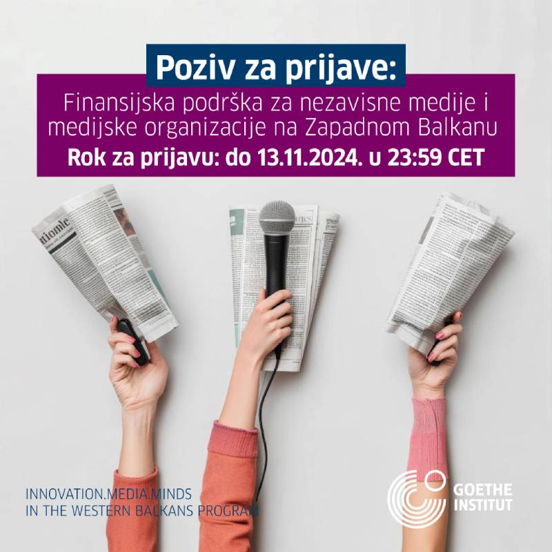 Poziv za Prijave: Finansijska podrška za nezavisne medije i medijske organizacije na Zapadnom Balkanu