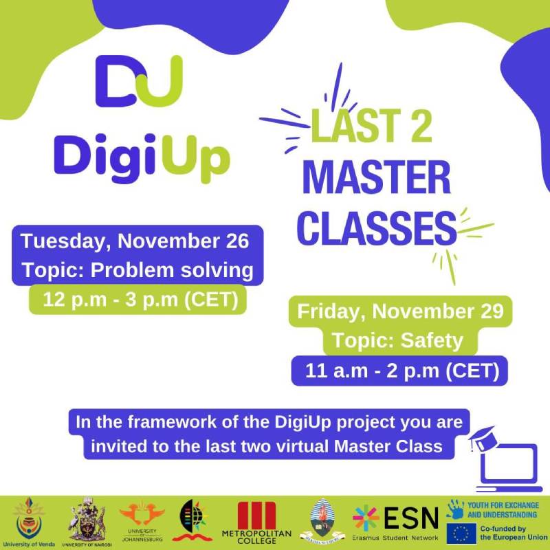 DigiUP masterclasses (Problem solving and Safety)