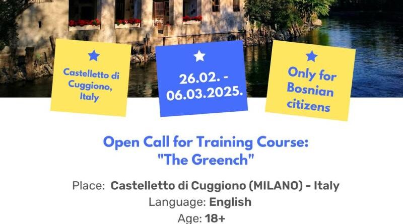 Open Call for Training Course “The Greench” in Castelletto di Cuggiono (Milan), Italy