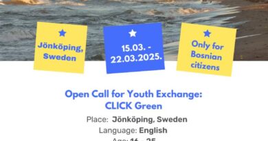 Open Call for Youth Exchange “CLICK Green” in Jönköping, Sweden