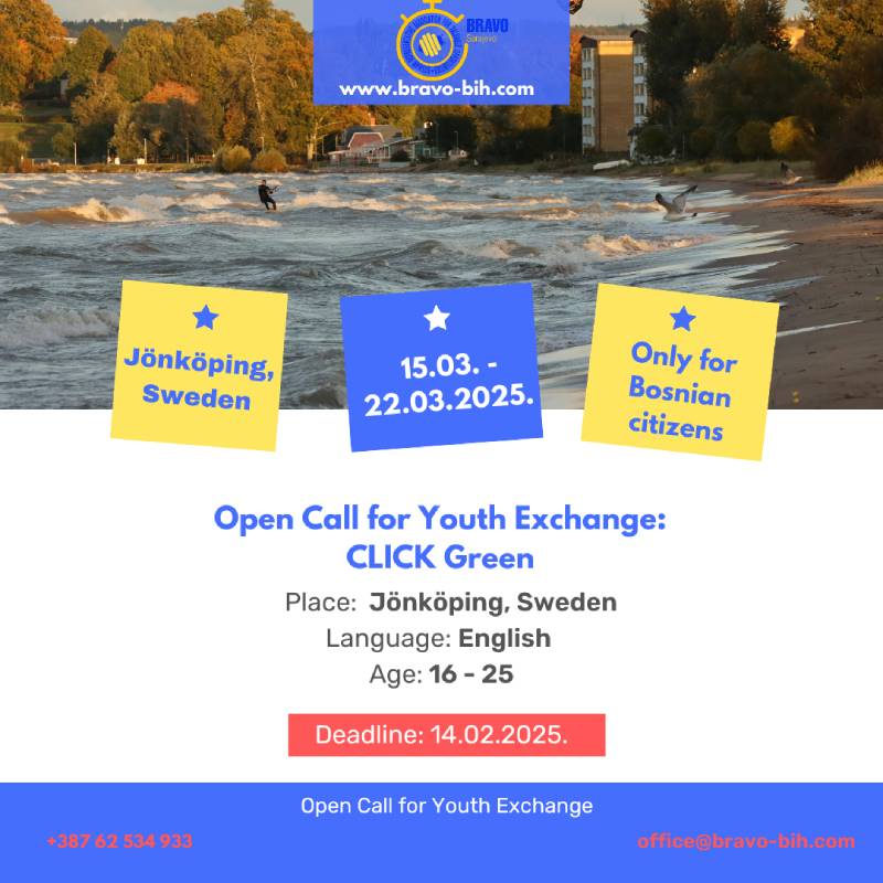 Open Call for Youth Exchange “CLICK Green” in Jönköping, Sweden