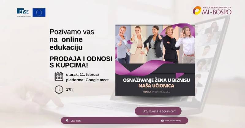 Prijavite se na besplatnu online edukaciju: Prodaja i odnosi s kupcima!