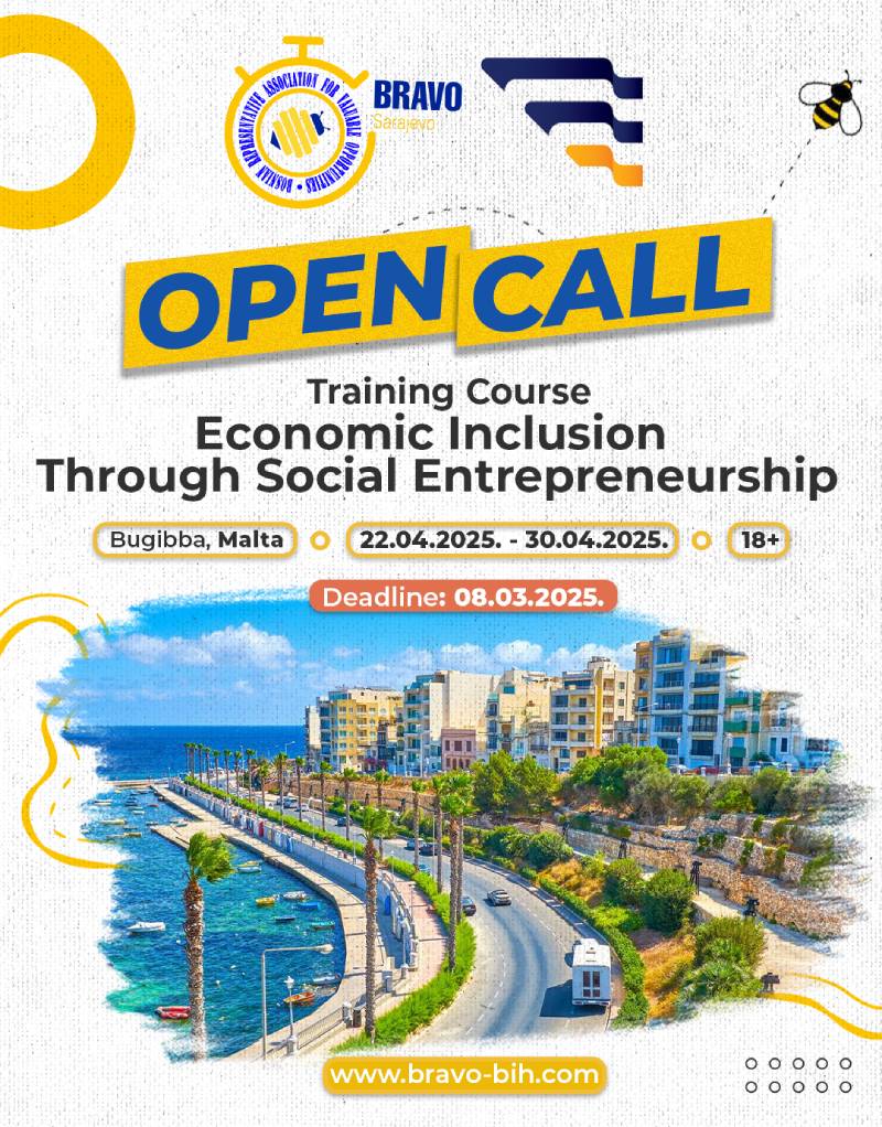 Open Call for Training Course “Economic Inclusion Through Social Entrepreneurship” in Bugibba, Malta