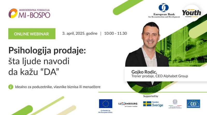 Poziv na webinar: Psihologija prodaje - šta ljude navodi da kažu „DA“