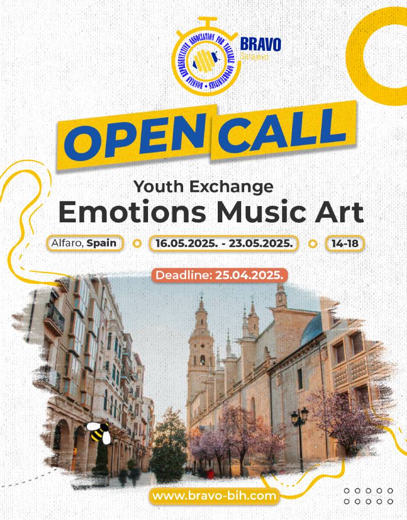 Open Call for Youth Exchange “Emotions Music Art” in Alfaro, Spain