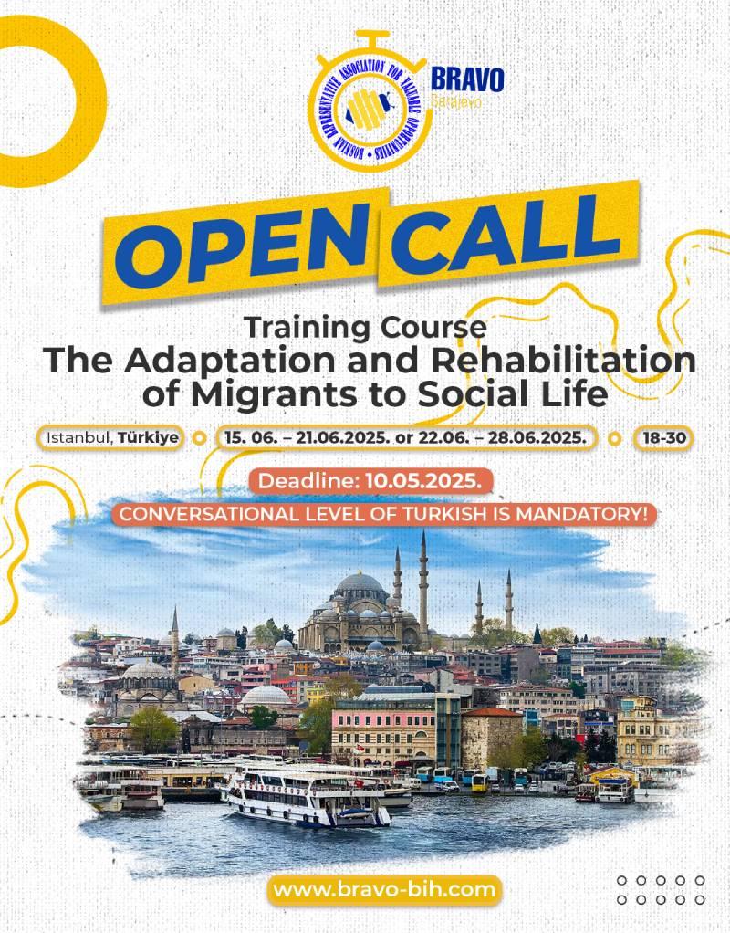 Open Call for Training Course “The Adaptation and Rehabilitation of Migrants to Social Life” in Istanbul, Türkiye