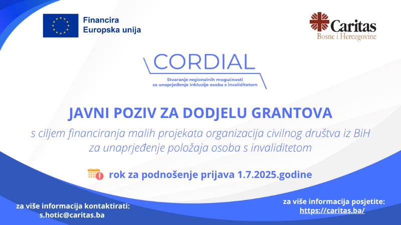 Javni poziv s ciljem financiranja malih projekata OCD iz BiH za unaprjeđenje položaja osoba s invaliditetom