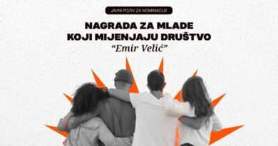 Javni poziv za nominacije: Nagrada za mlade koji mijenjaju društvo “Emir Velić”
