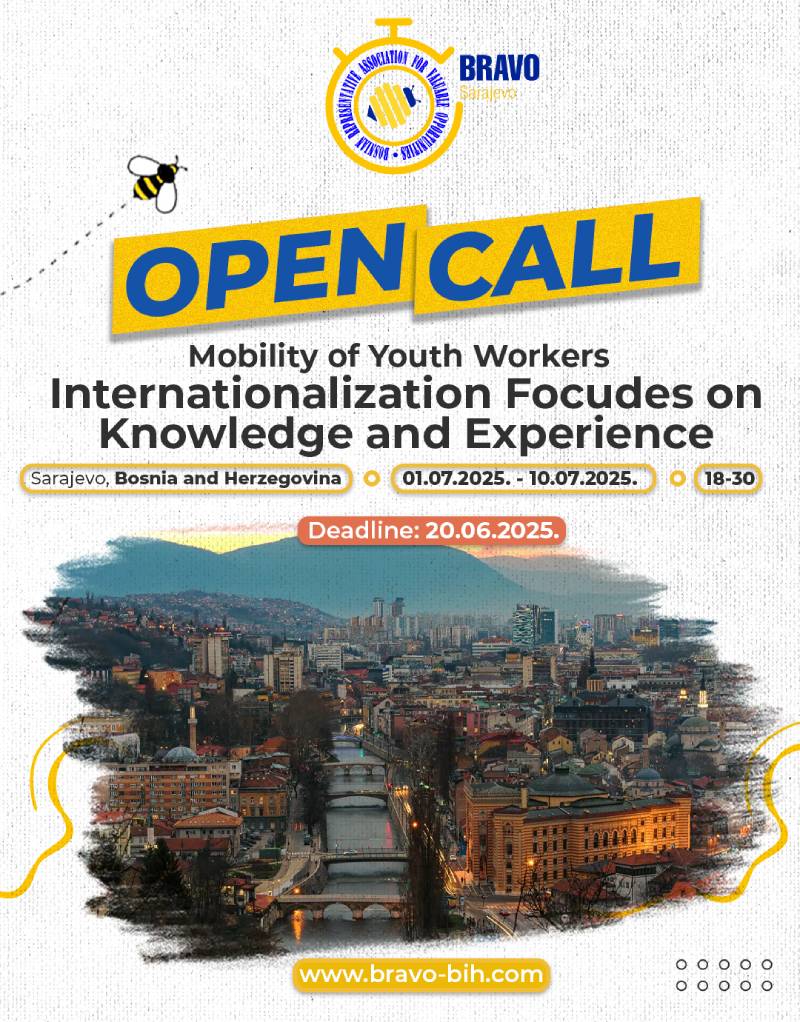 Open Call for Mobility of Youth Workers “Internationalization Focused on Knowledge and Experience” in Sarajevo, B&H