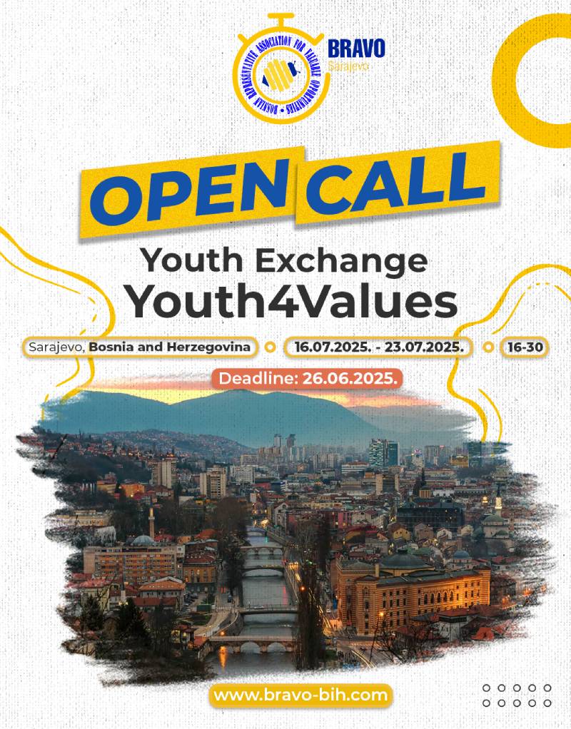 Open Call for Youth Exchange “Youth4Values” in Sarajevo, Bosnia and Herzegovina
