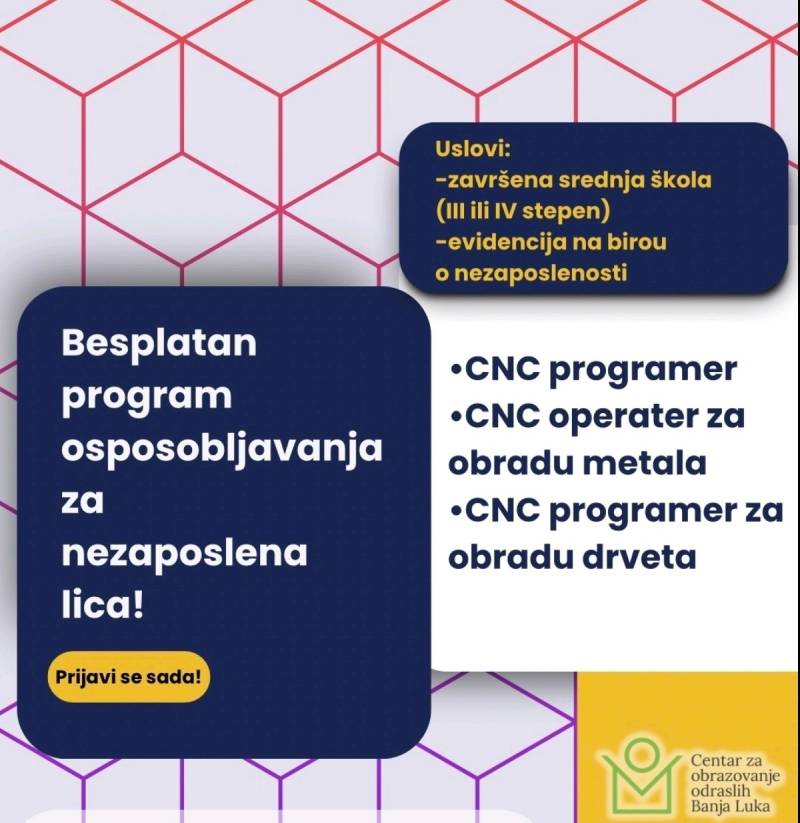 Centar za obrazovanje odraslih: Prijave za besplatan program osposobljavanja za nezaposlena lica