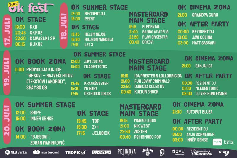 Jelen OK Fest otkriva satnice: Pogledajte raspored nastupa od 17. do 20. jula na Tjentištu