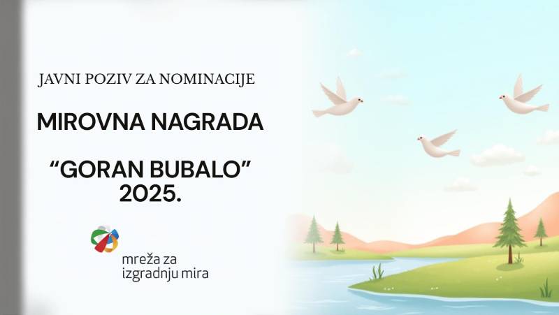 Mirovna nagrada „Goran Bubalo“ 2025. - Javni poziv za nominacije