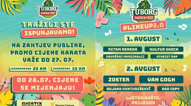 Promo cijene karata za “Tuborg Garden Fest” do 27. jula