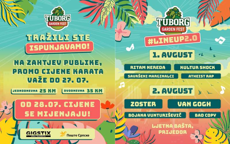 Promo cijene karata za “Tuborg Garden Fest” do 27. jula