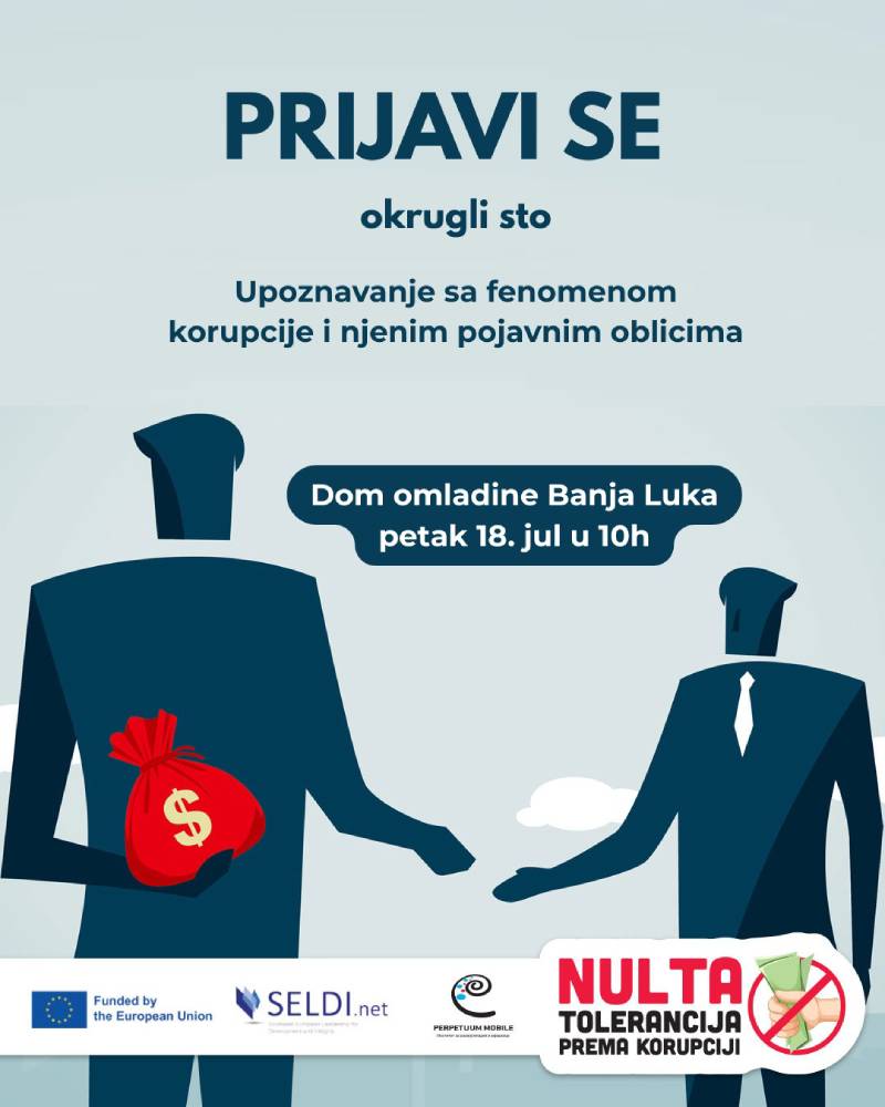 Okrugli stol: "Upoznavanje sa fenomenom korupcije i njenim pojavnim oblicima".