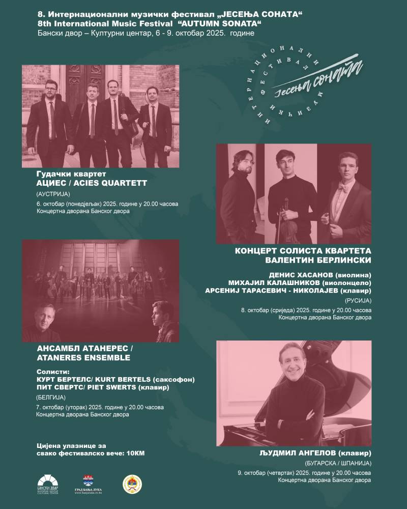 „Jesenja sonata“ od 6. do 9. oktobra – četiri koncertne večeri svjetske umjetničke elite