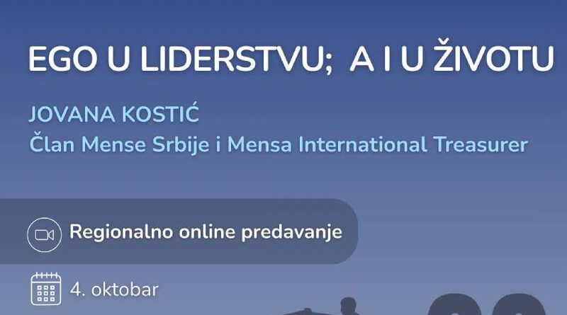 Regionalno online predavanje: "Ego u liderstvo; a i u životu"