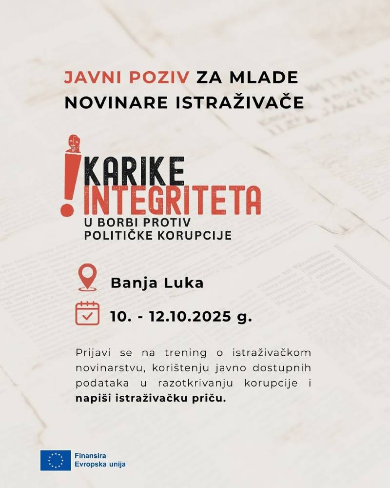 Karike integriteta: Javni poziv za mlade novinare istraživače