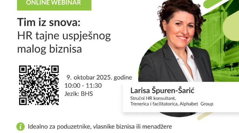 Webinar "Tim iz snova: HR tajne uspješnog malog biznisa?"
