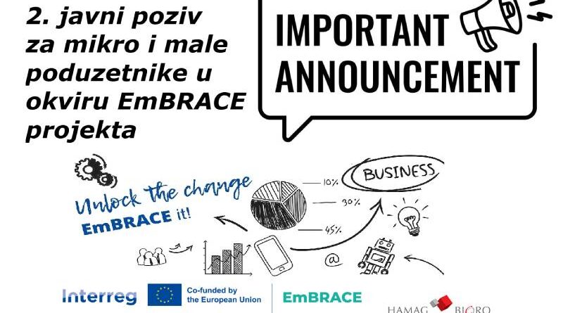 Objavljen 2. javni poziv za mikro i male preduzetnike u okviru EmBRACE projekta