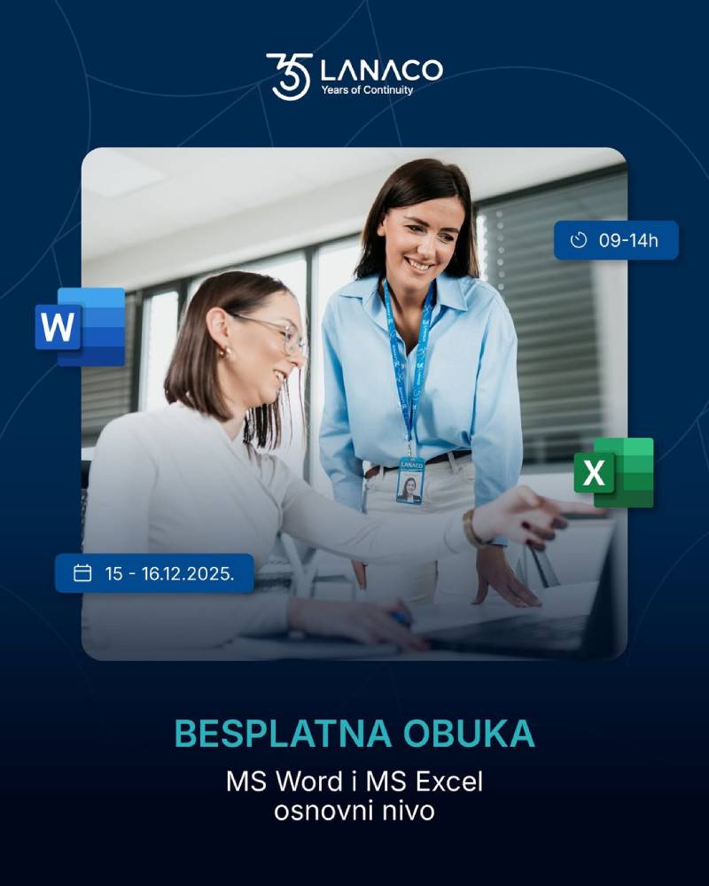 Prijavite se na besplatnu LANACO edukaciju Microsoft Office