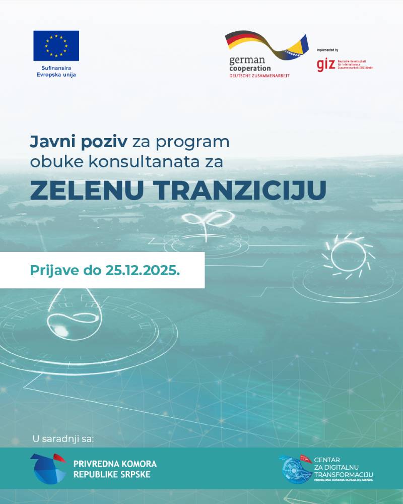 Javni poziv za program obuke konsultanata za zelenu tranziciju