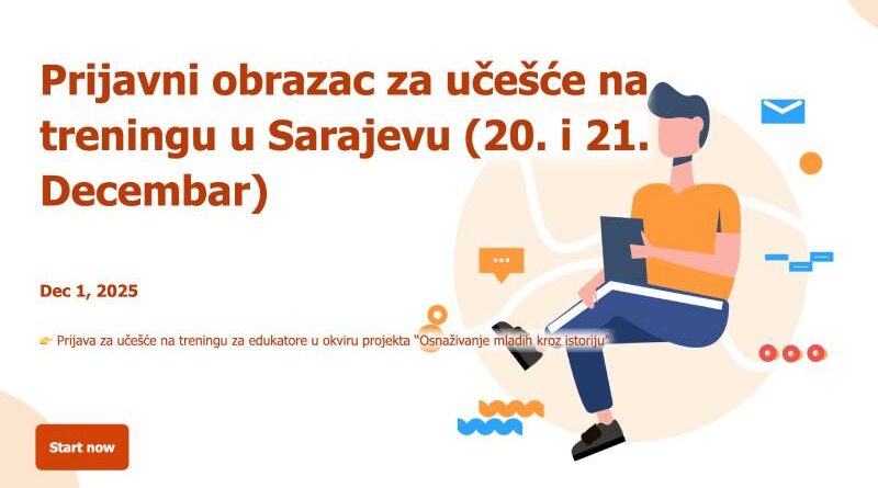“Osnaživanje mladih kroz istoriju” – Poziv na trening za edukatore i osobe koje rade s mladima