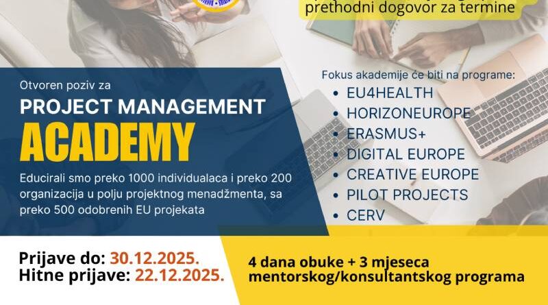 Otvoren poziv za “Project Management Academy”