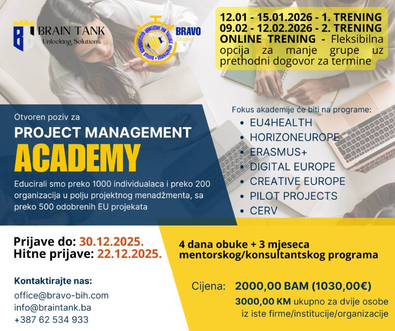 Otvoren poziv za “Project Management Academy”