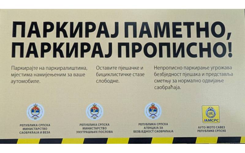 Za nesmetano i bezbjedno kretanje pješaka: Grad Banja Luka učesnik kampanje „Parkiraj pametno, parkiraj propisno“