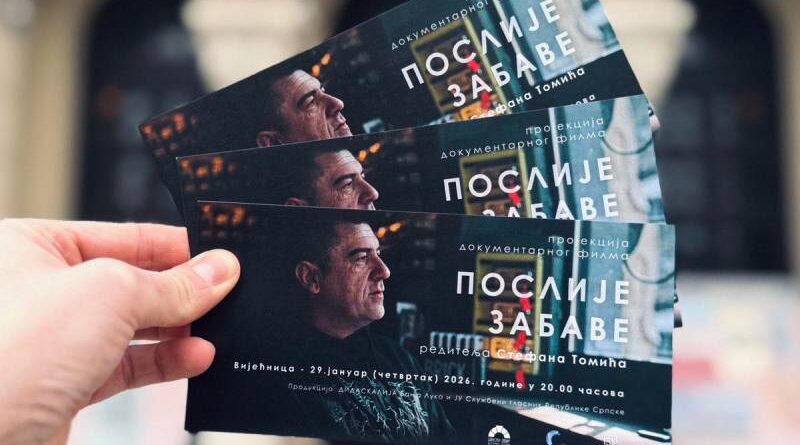 Četvrtak u Banskom dvoru: Projekcija kratkog dokumentarnog filma „Poslije zabave“