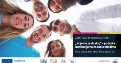 Javni poziv: "Vrijeme za dijalog" – podrška institucijama za rad s mladima