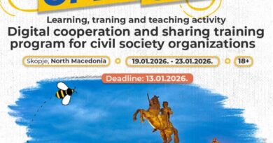 Open Call for Learning, training and teaching activity “DIGITAL COOPERATION AND SHARING TRAINING PROGRAM FOR CIVIL SOCIETY ORGANIZATIONS” in Skopje, North Macedonia