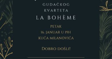 Petak u Kući Milanovića: Novogodišnji koncert gudačkog kvarteta „La Bohème“