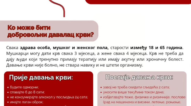 Akcija dobrovoljnog davanja krvi za srednjoškolce