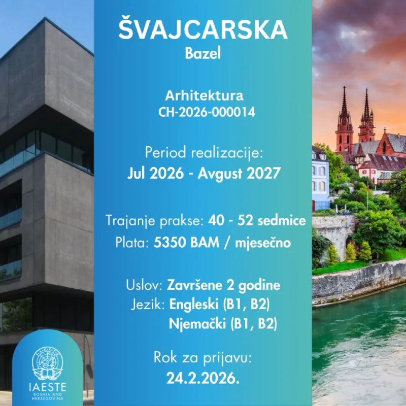 Nova IAESTE praksa u Švajcarskoj