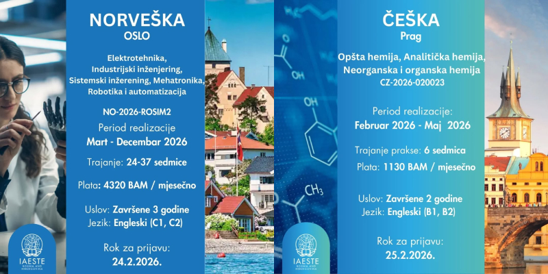 Nove IAESTE prakse: Norveška & Češka