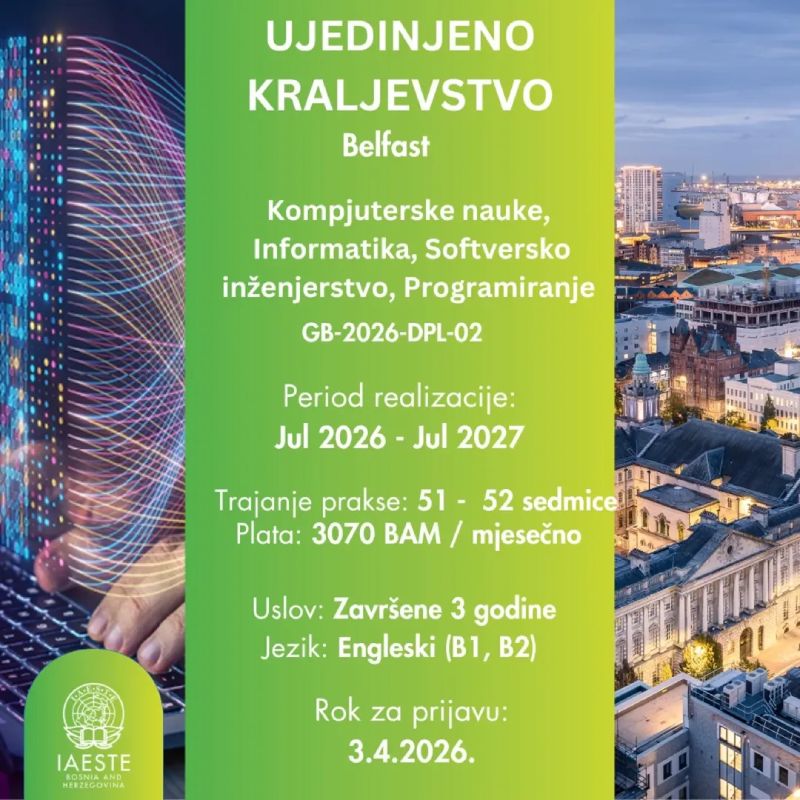 IAESTE prilika u Ujedinjenom Kraljevstvu: Data Science & AI