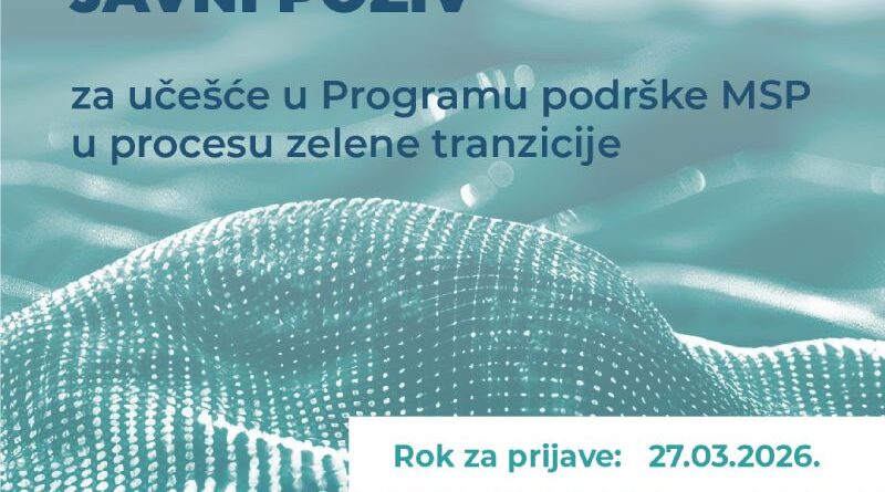 JAVNI POZIV: Program podrške MSP u procesu zelene tranzicije