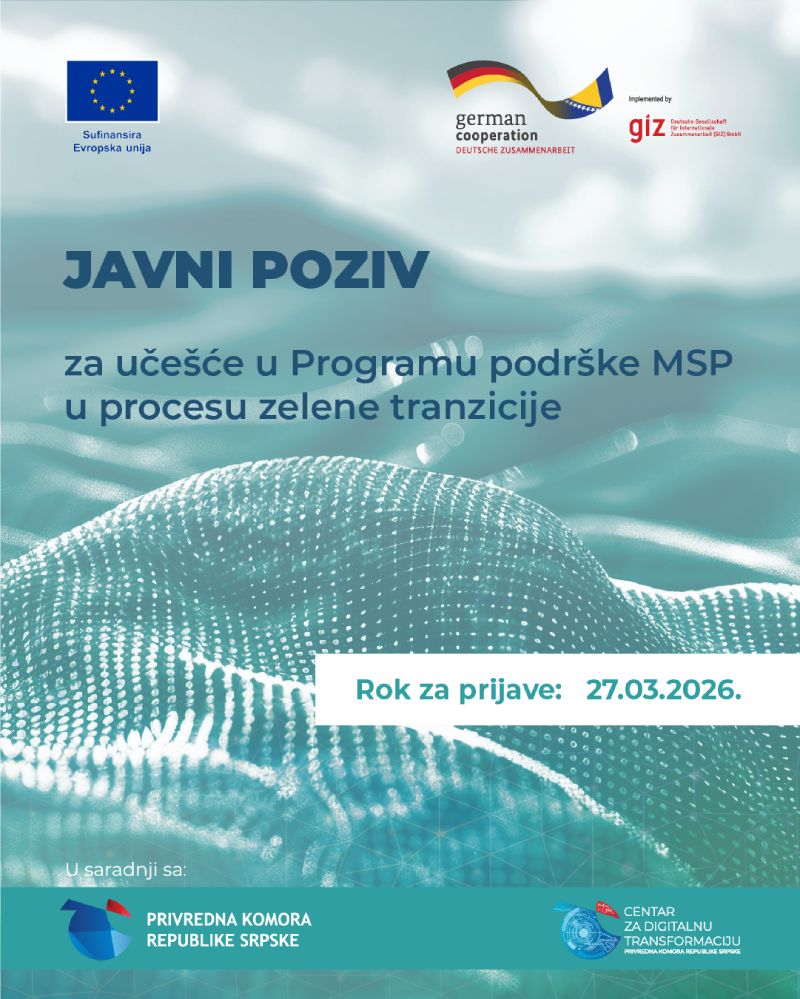 JAVNI POZIV: Program podrške MSP u procesu zelene tranzicije
